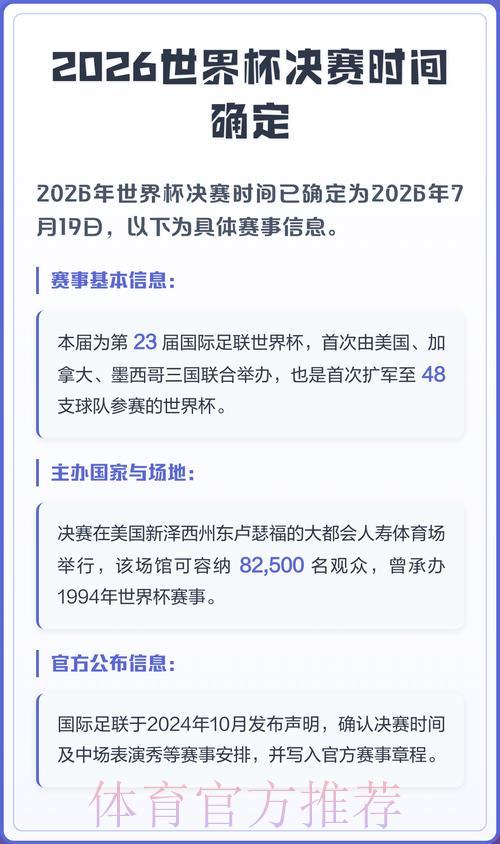 2026年世界杯决赛日期正式公布